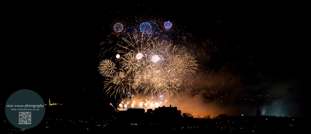 Edinburgh castle silhouette with fireworks